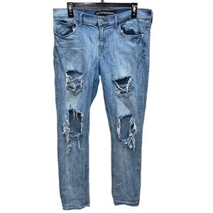 Distressed express‎ jeans size 10 super skinny mid rise